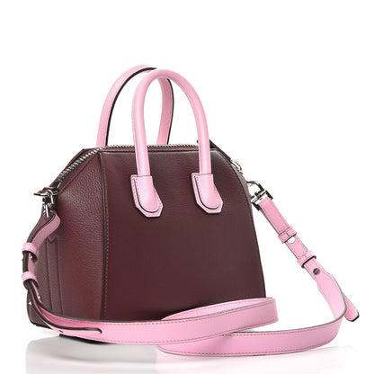 Givenchy Sugar Goatskin Mini Tri-Color Antigona Burgundy Pink White 3 of 9