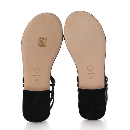Chanel Lambskin Chain Sandals 38.5 Black 6 of 10