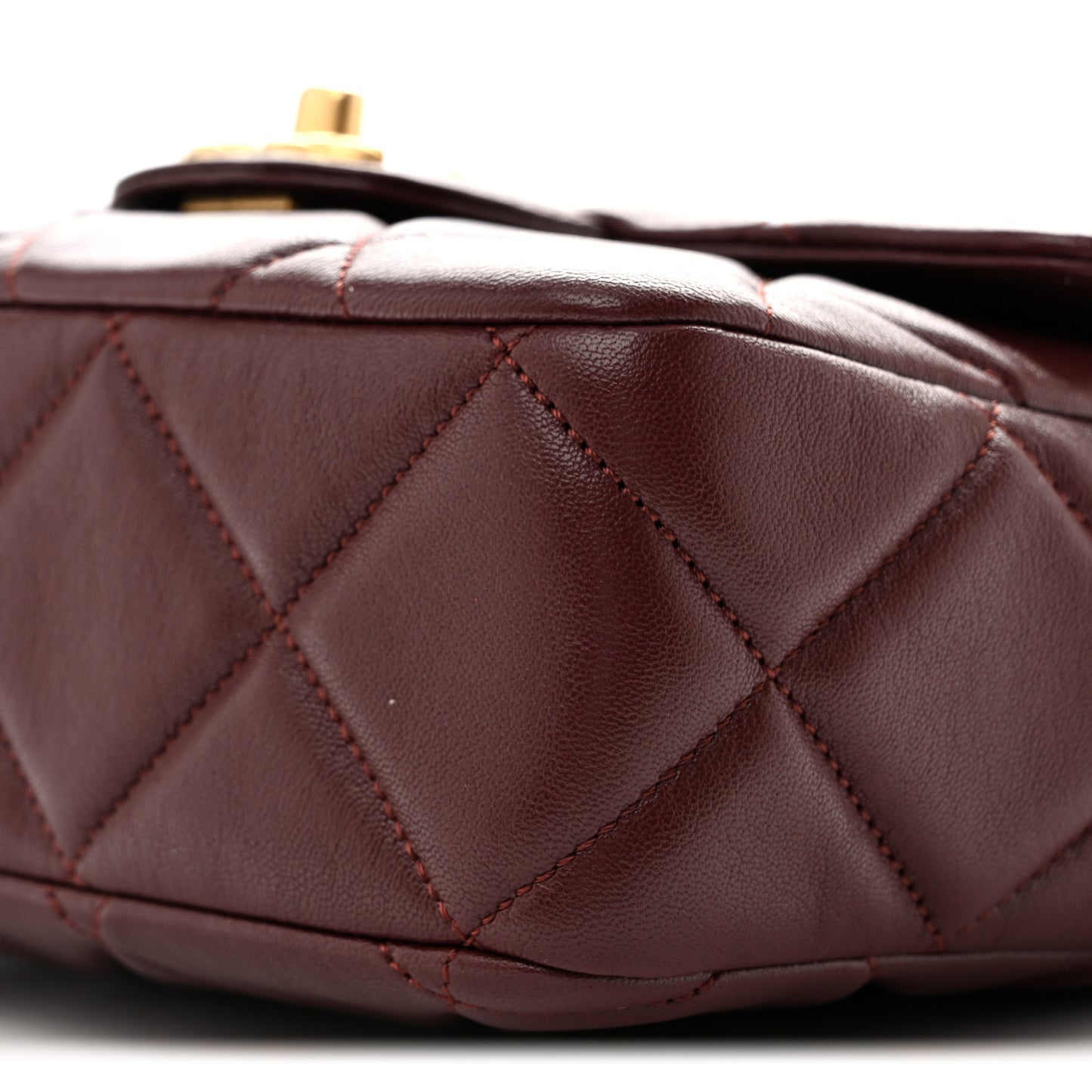 Lambskin Quilted Mini Logo Square Flap Burgundy