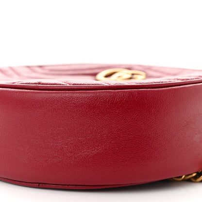 Gucci Glazed Calfskin Matelasse Heart Mini GG Marmont Round Shoulder Bag Romantic Cerise 10 of 10