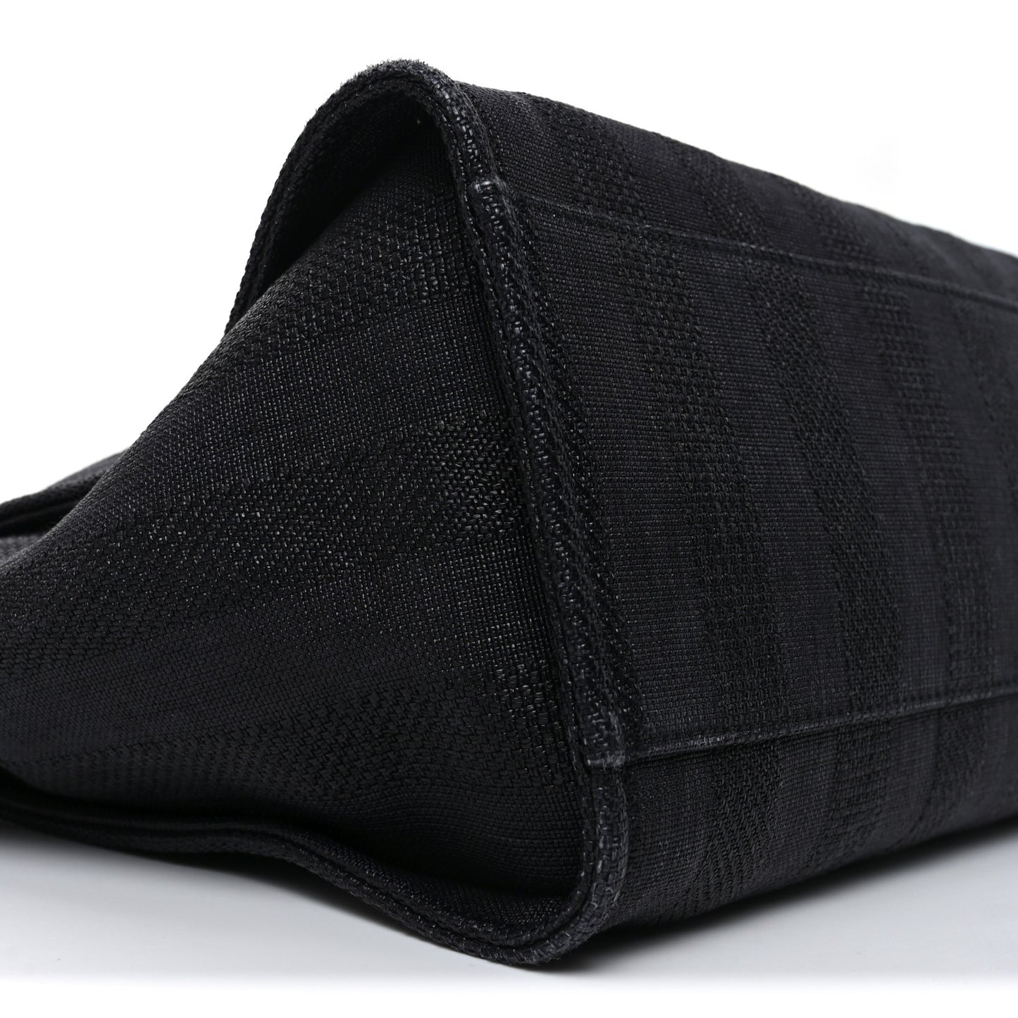 Mixed Fibers Calfskin Striped Medium Deauville Tote Black