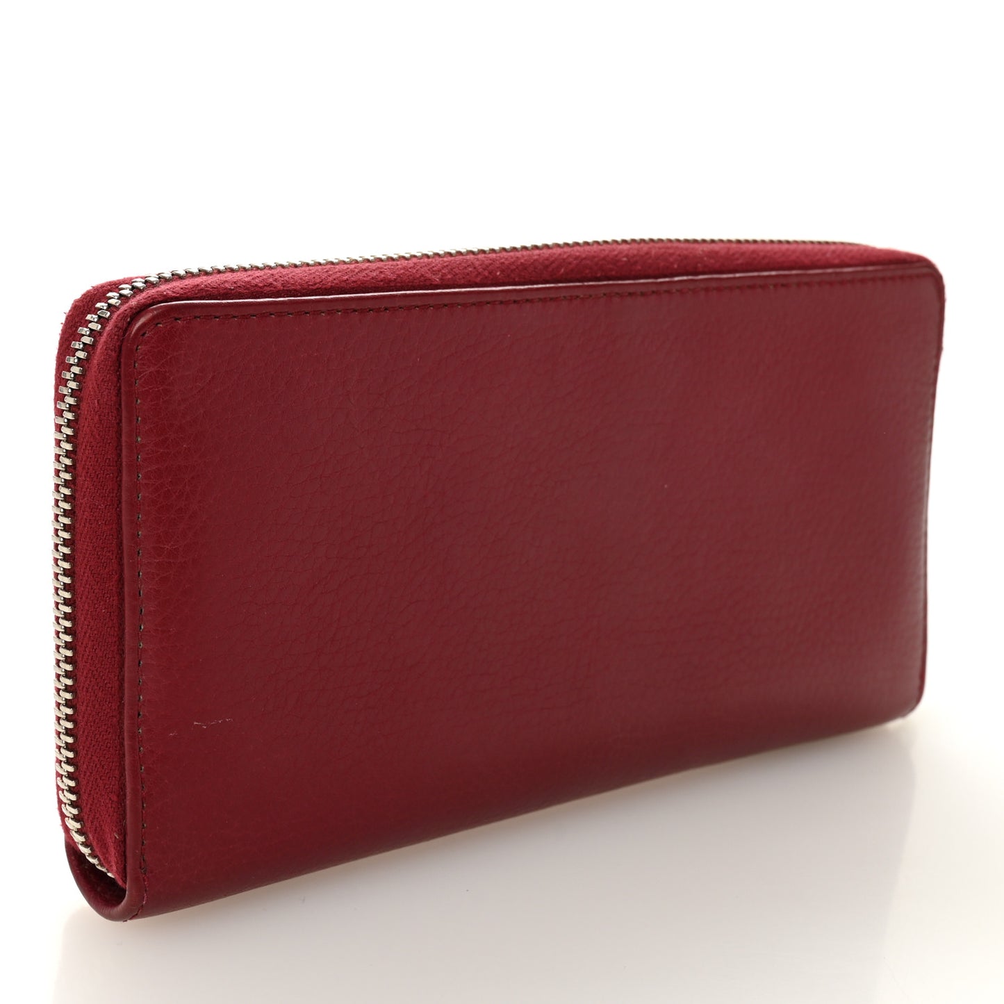 Pebbled Calfskin Studded Soho Zip Around Wallet Soft Burgundy