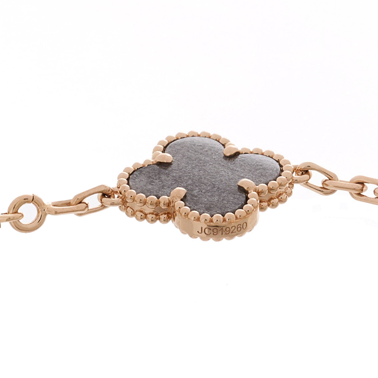 Van Cleef & Arpels 18K Rose Gold Silver Obsidian 5 Motifs Vintage Alhambra Bracelet 3 of 5