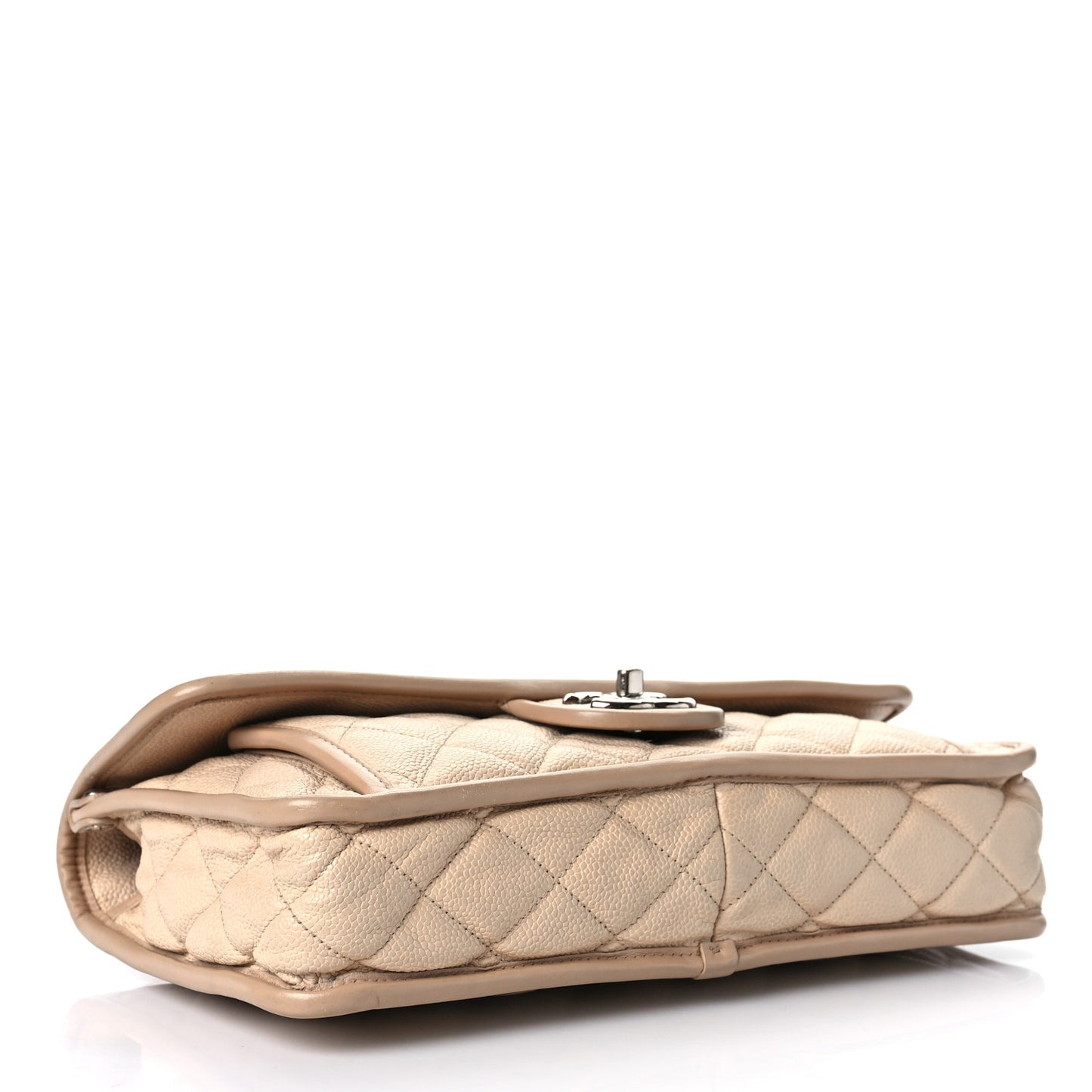 Caviar Quilted Medium French Riviera Flap Beige