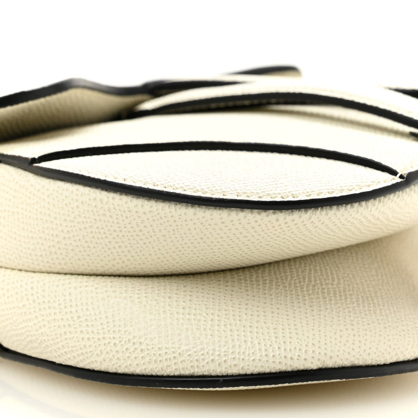 Grained Calfskin Mini Saddle Bag With Strap Latte