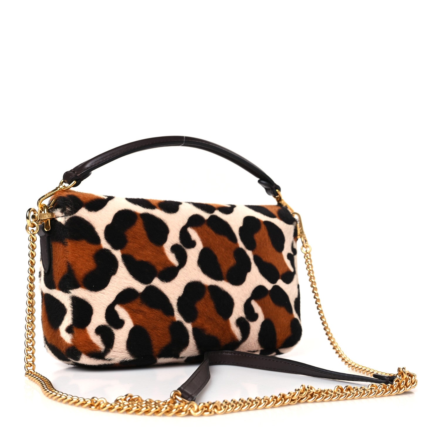 Fendi Calf Hair Leopard Print Mini Baguette Pink Brown 3 of 9