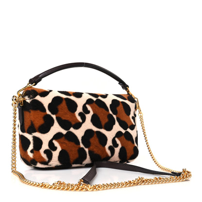 Fendi Calf Hair Leopard Print Mini Baguette Pink Brown 3 of 9