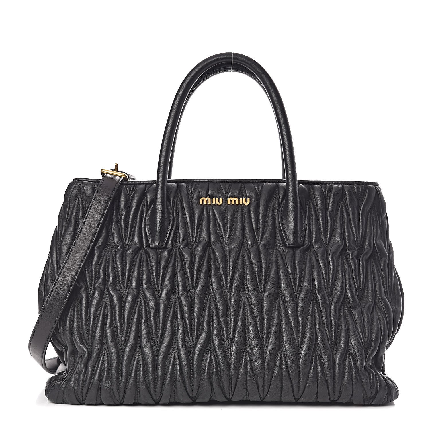 Miu Miu Nappa Matelasse Tote Black 1 of 9