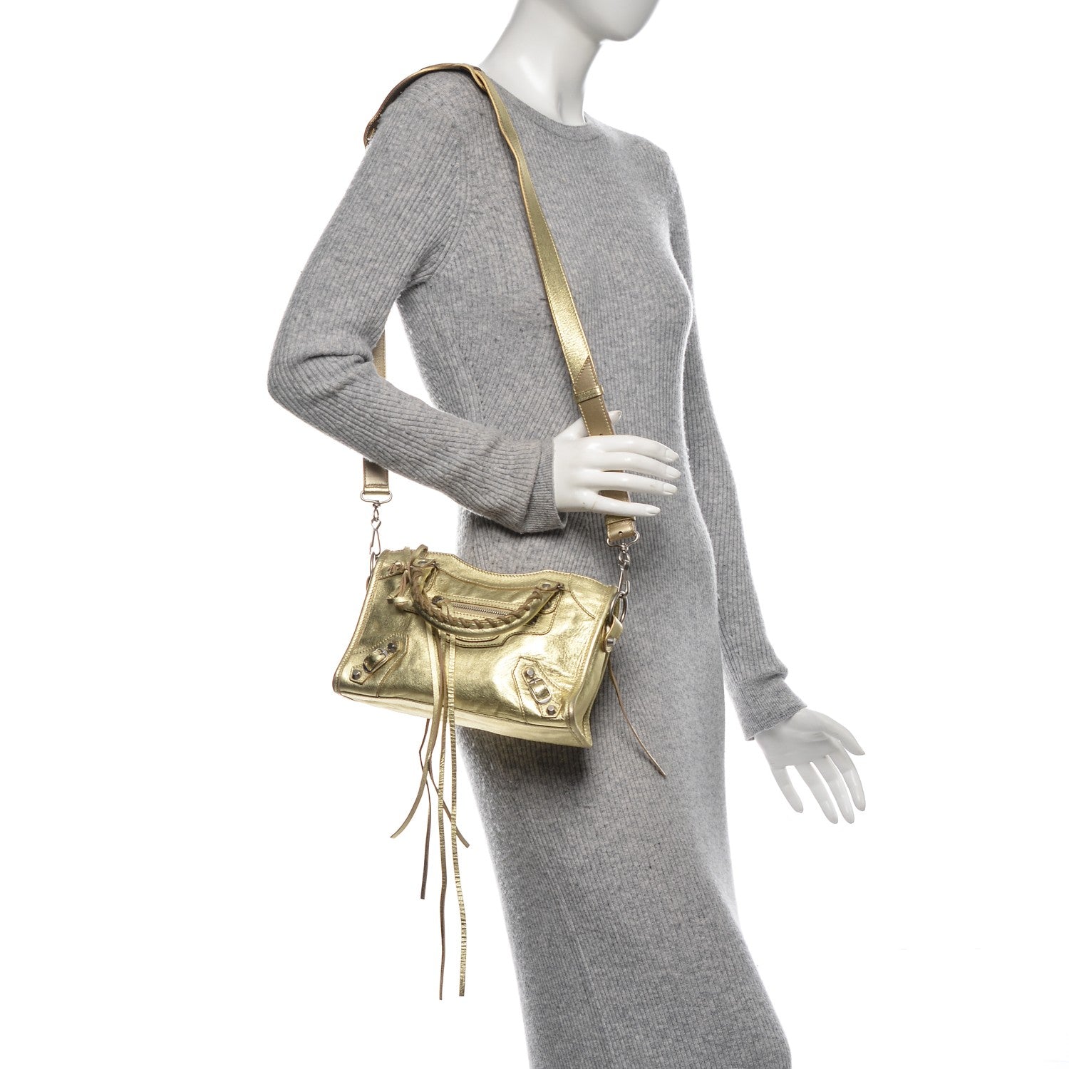 Balenciaga Laminated Agneau Classic Hardware Mini City Gold 2 of 7