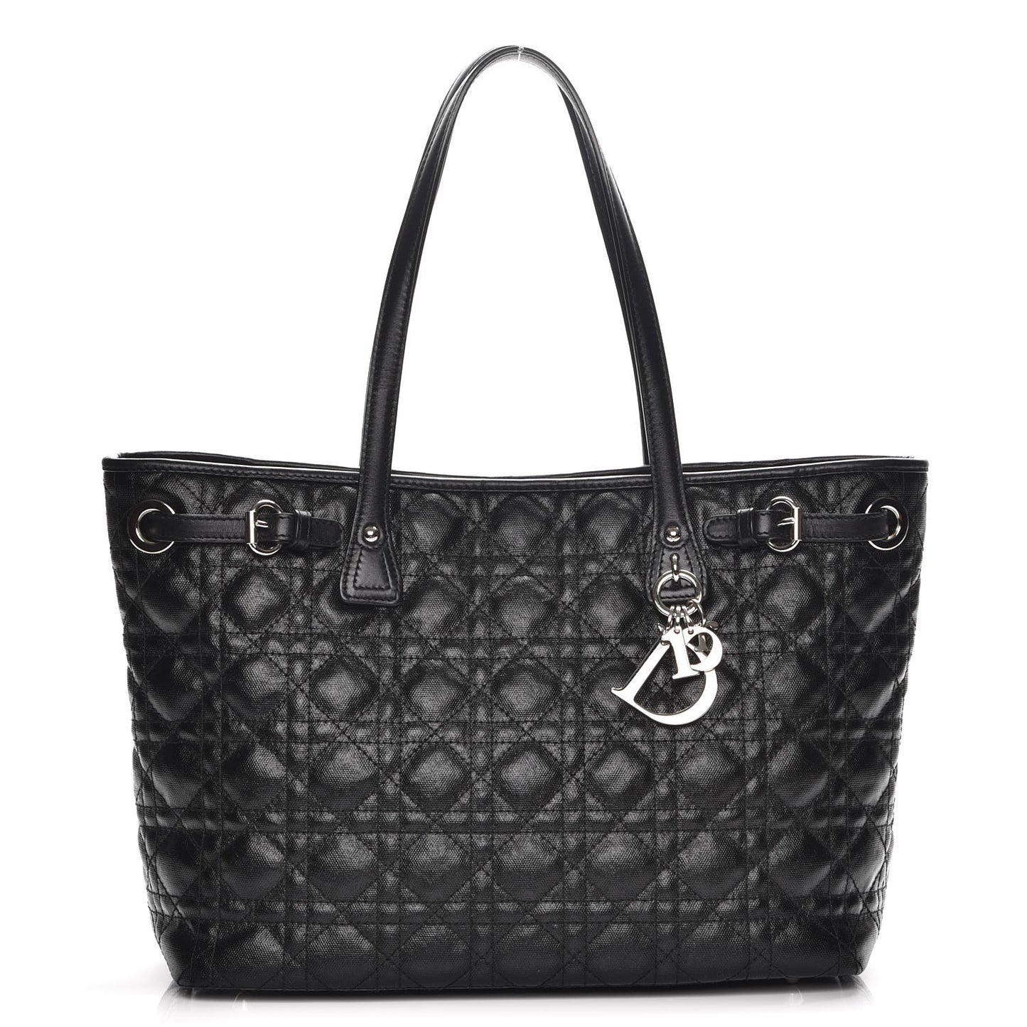 Coated Canvas Cannage Small Panarea Tote Black