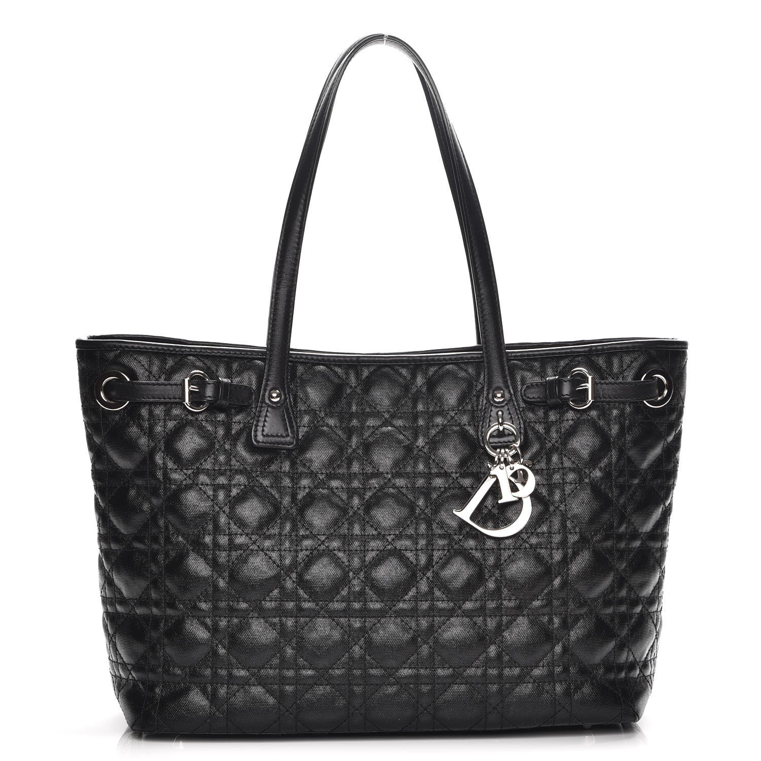 Christian Dior Coated Canvas Cannage Small Panarea Tote Black 1 of 7