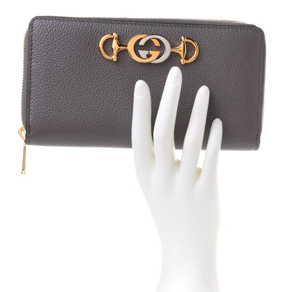 Gucci Grainy Calfskin Zumi Zip Around Wallet Dusty Grey 2 of 11