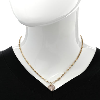 Christian Dior Metal Crystal Logo Heart Pendant Necklace Gold 2 of 6