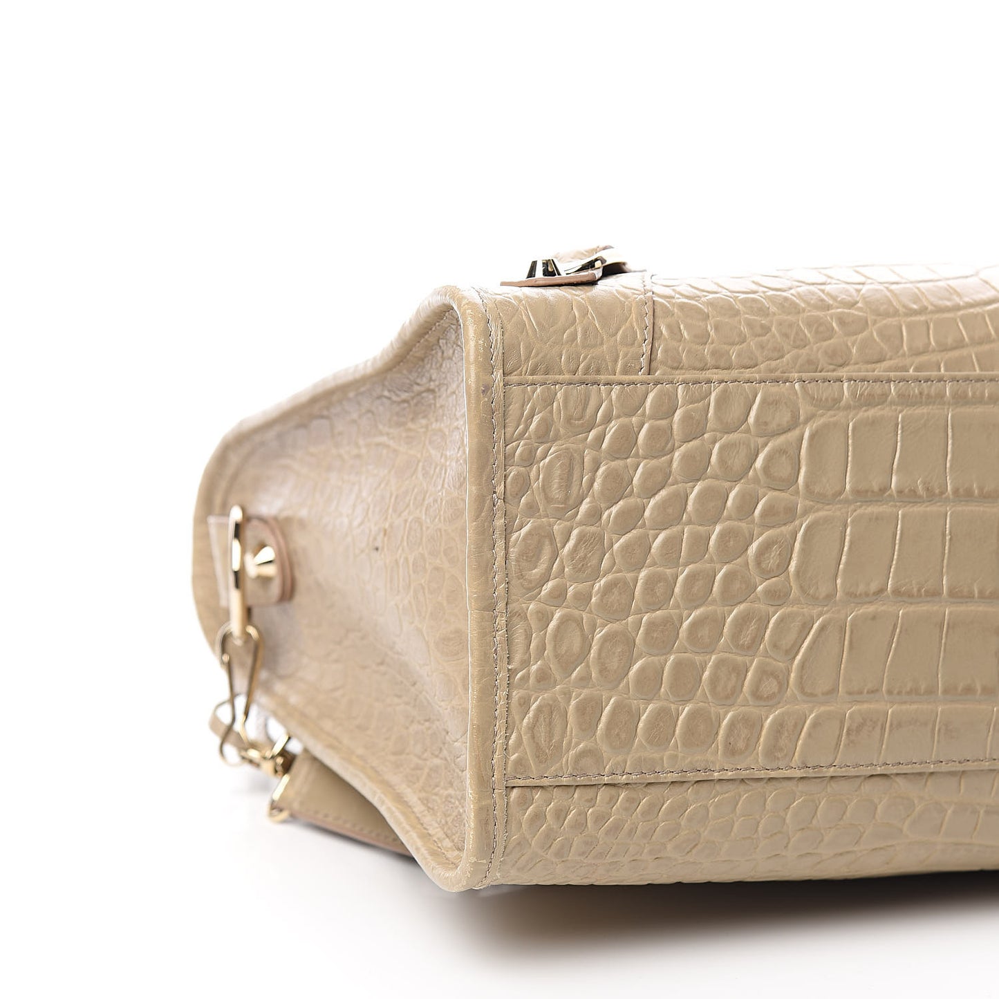 Calfskin Crocodile Embossed Classic Gold Hardware City Beige Latte