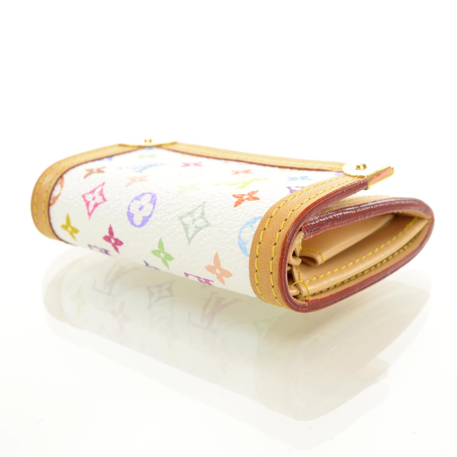 Louis Vuitton Monogram Multicolor Porte-Monnaie Plat Coin Purse White 6 of 7