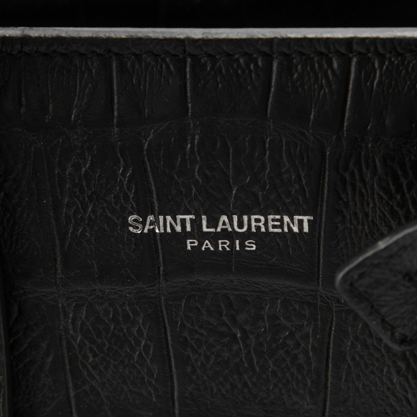 Calfskin Crocodile Embossed Nano Sac De Jour Black
