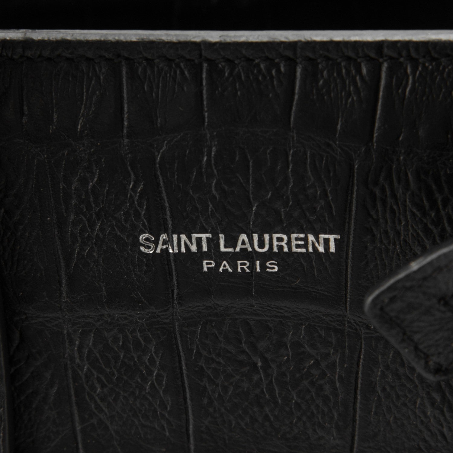 Saint Laurent Calfskin Crocodile Embossed Nano Sac De Jour Black 6 of 7
