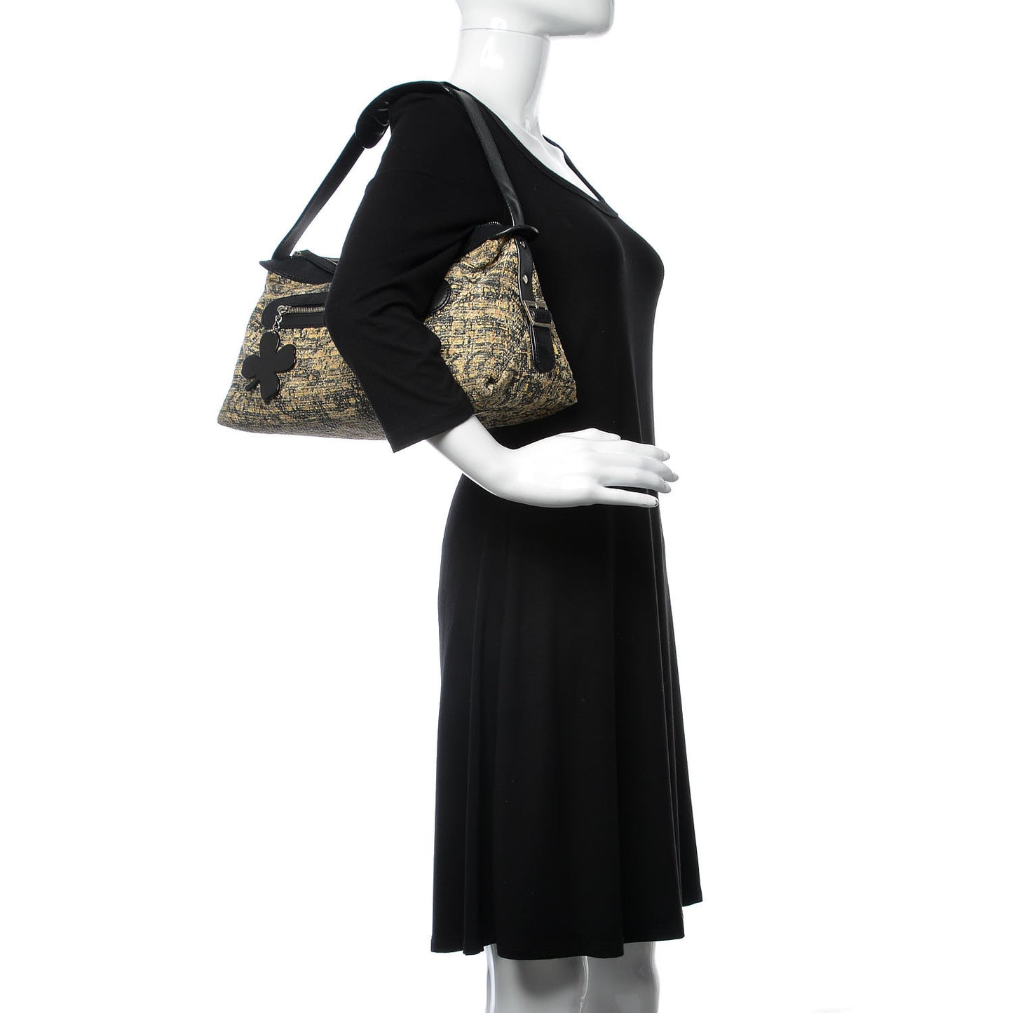 Tweed Lambskin Shoulder Bag Black