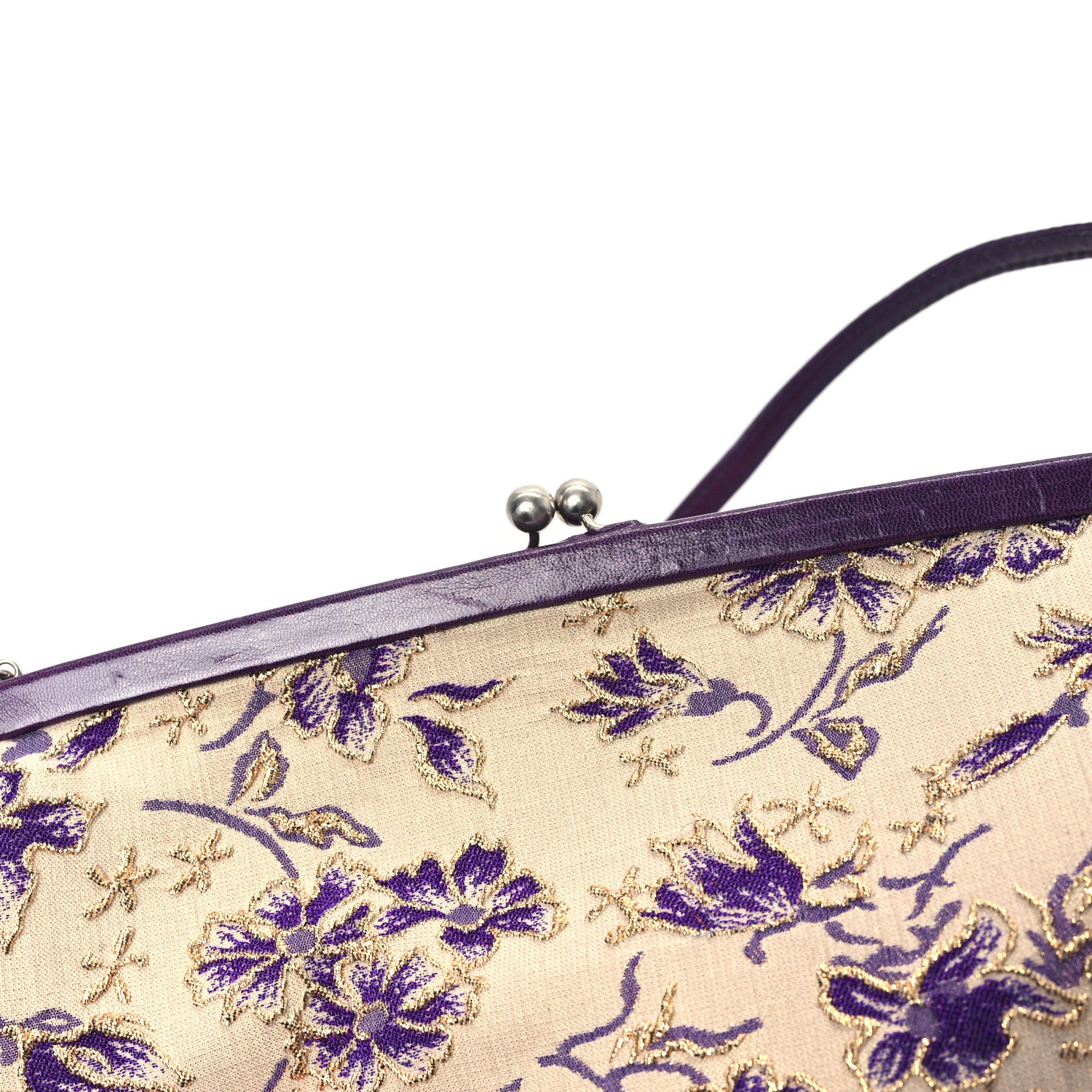 Prada Canvas Embroidered Kisslock Shoulder Bag 13 of 14