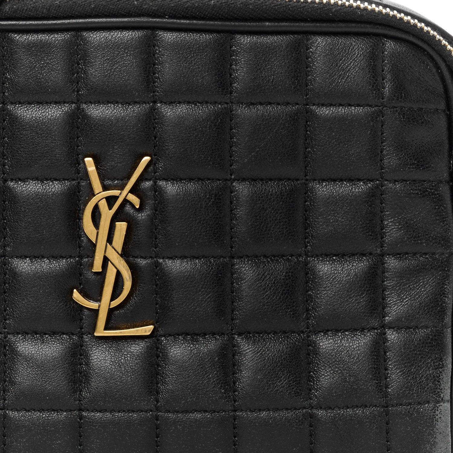 Saint Laurent Lambskin Carre Quilted Cassandre Mini Camera Bag Black 8 of 10