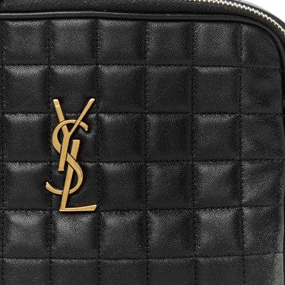Saint Laurent Lambskin Carre Quilted Cassandre Mini Camera Bag Black 8 of 10