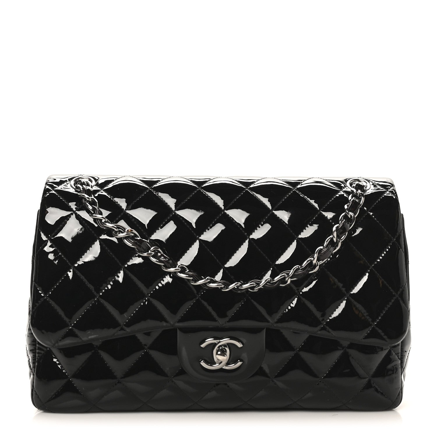 Chanel Patent Quilted Jumbo Double Flap Black 1 of 10