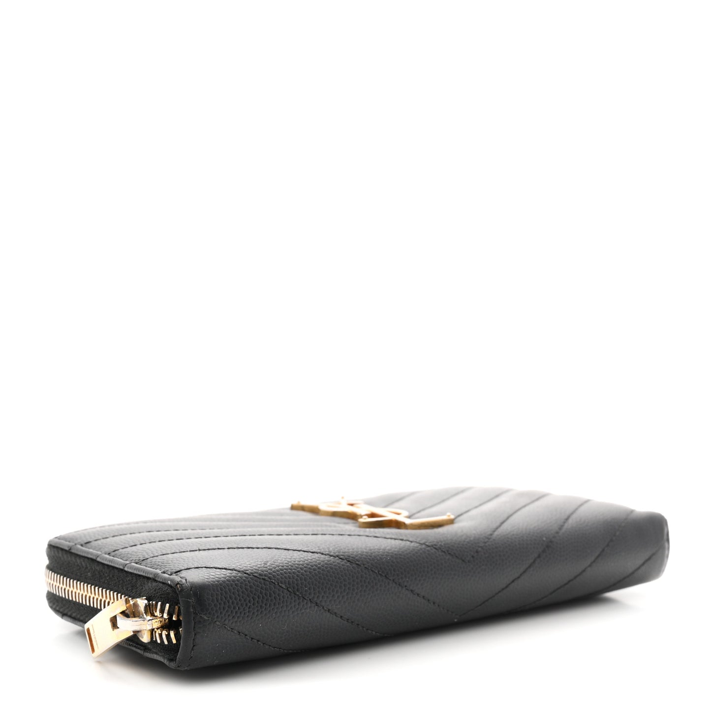 Grain De Poudre Matelasse Chevron Monogram Zip Around Wallet Black