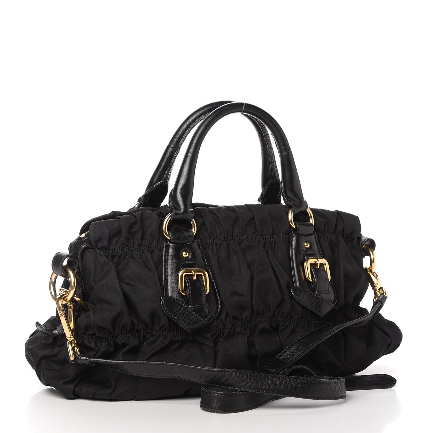 Tessuto Nylon Gaufre Shopping Satchel Black