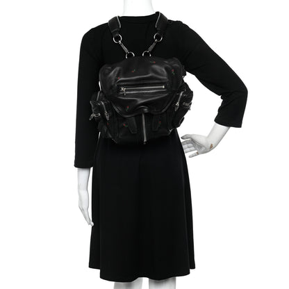 Alexander Wang Lambskin Rose Studded Mini Marti Convertible Backpack Black Rhodium Hardware 2 of 9