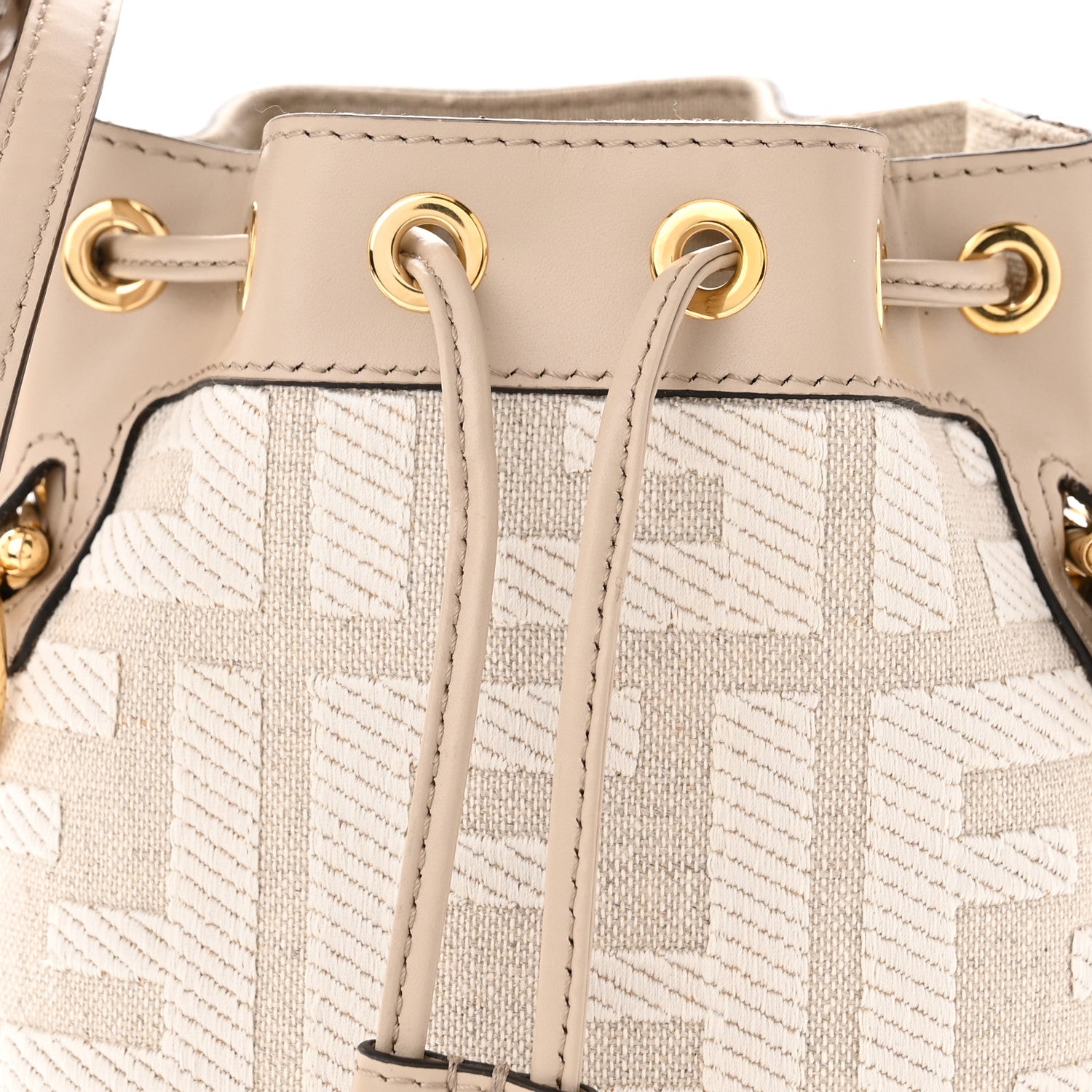 Fendi Canvas Nappa F is Fendi FF Embroidered Mini Mon Tresor Bucket Bag Grezzo White Nuvola 8 of 12
