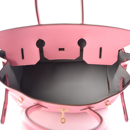 Hermes Epsom Horseshoe Birkin 35 Rose Confetti Gris Perle 11 of 34