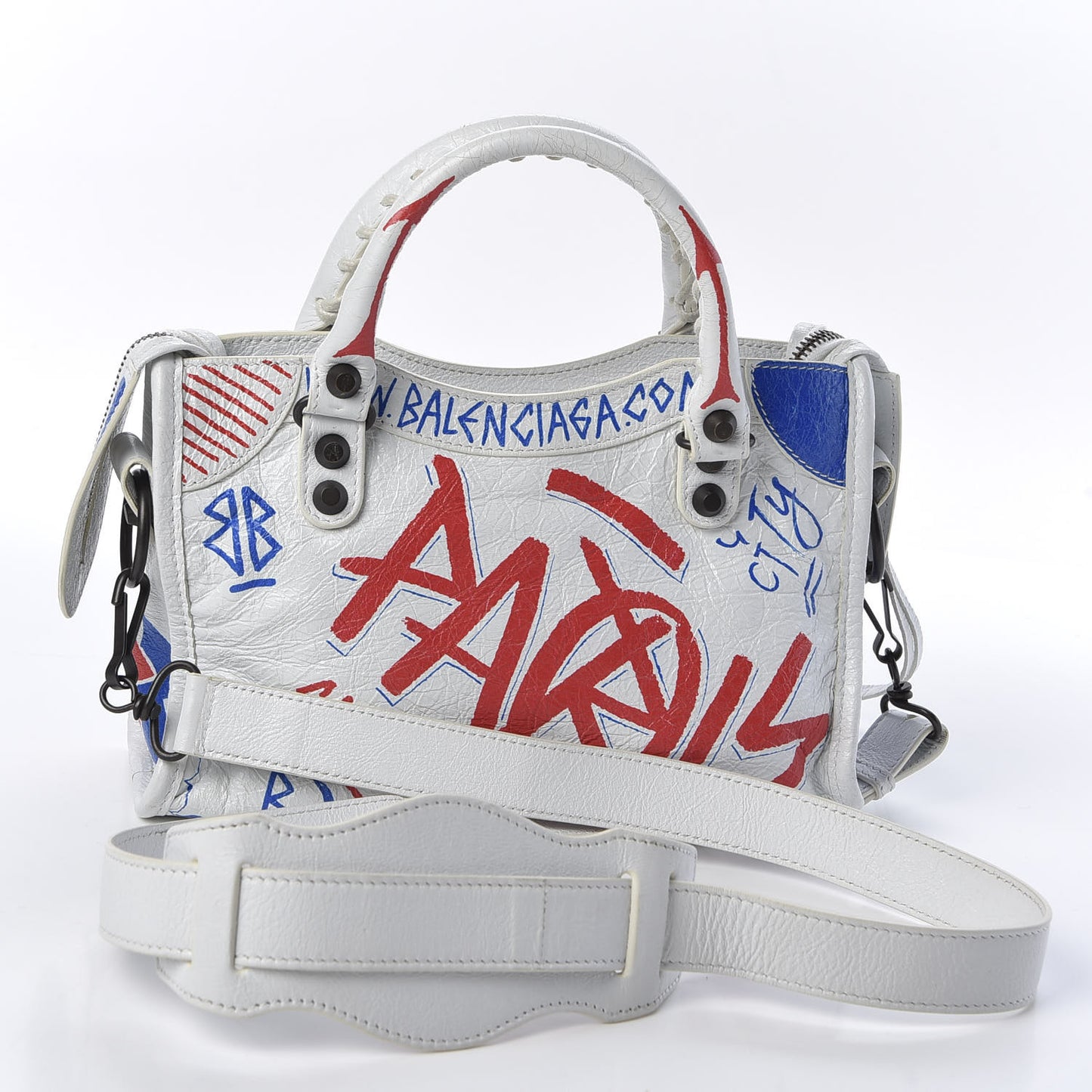 Agneau Graffiti All Over Classic Hardware Mini City White Bleu Rouge