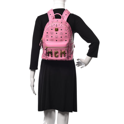 MCM Visetos Small Stark M Logo Collection Backpack Pink 2 of 8