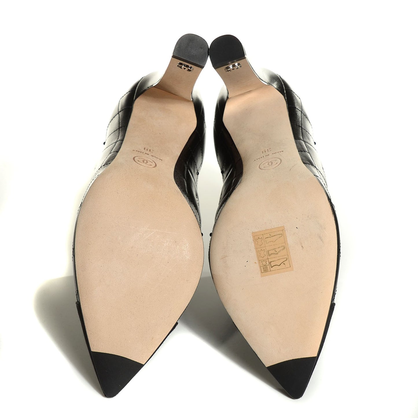 Lambskin Quilted CC Cap Toe Booties 39 Black