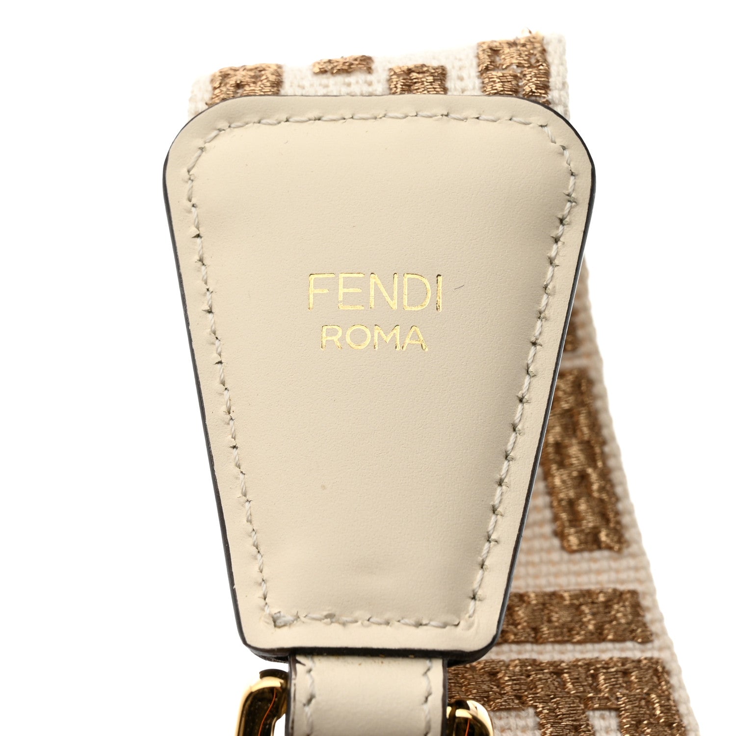 Fendi Jacquard Ribbon Vitello King FF Bi-Color Intreccio Adjustable Strap You Beige 4 of 5