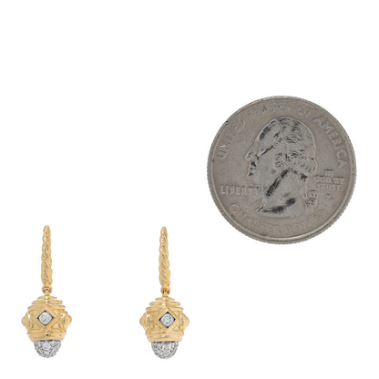 David Yurman 18K Yellow Gold Diamond Renaissance Drop Earrings 2 of 4