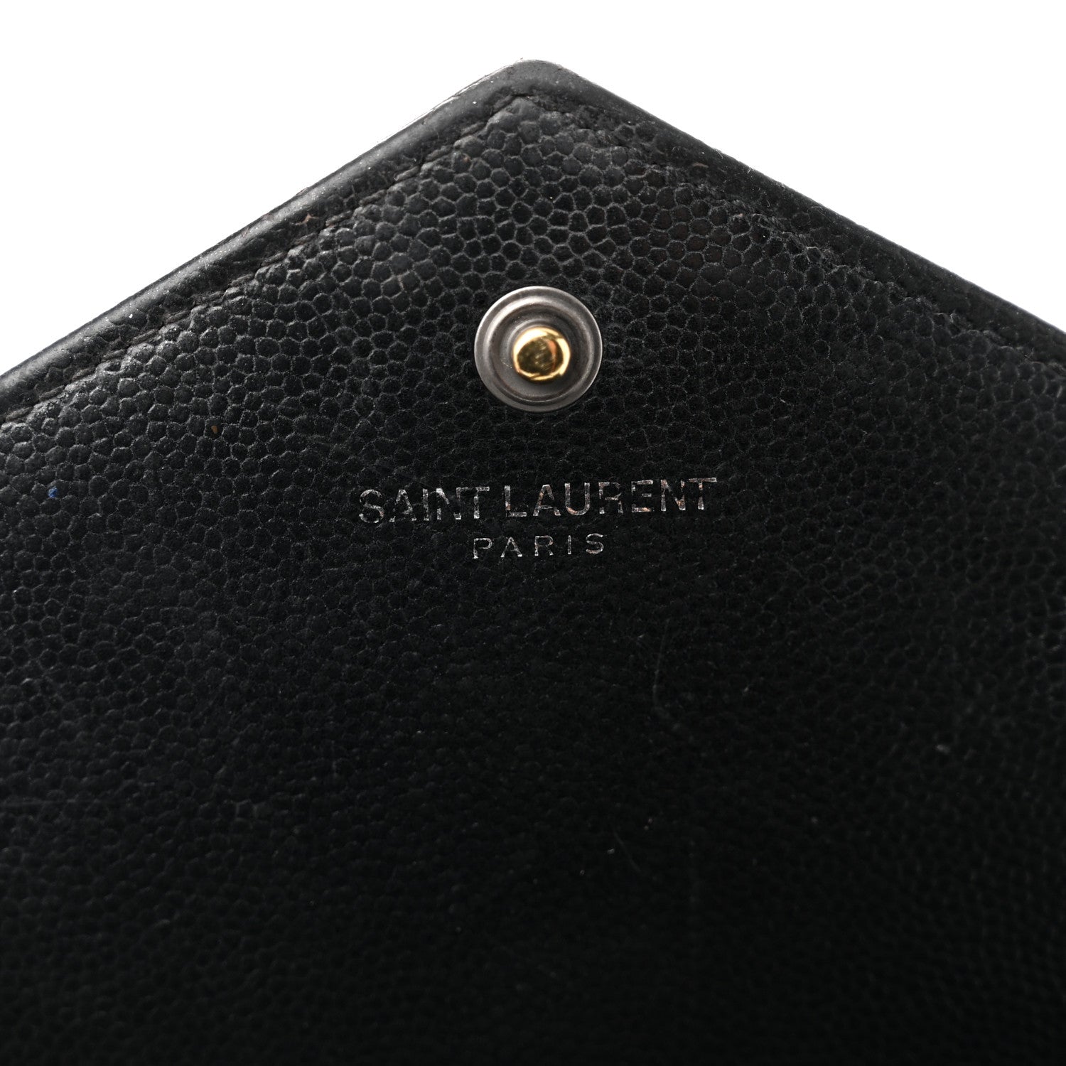 Saint Laurent Grain De Poudre Matelasse Chevron Monogram Monochrome Chain Wallet Black 6 of 13