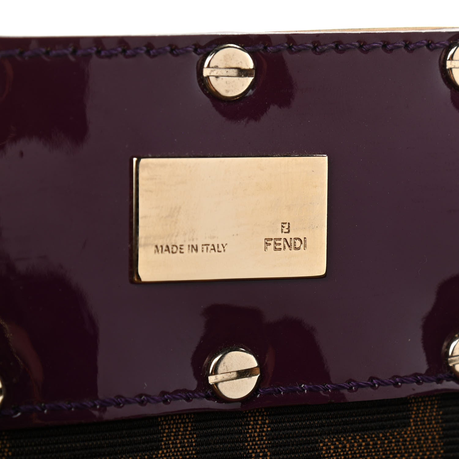 Fendi Zucca Patent Mia Tote Tobacco Burgundy 7 of 12