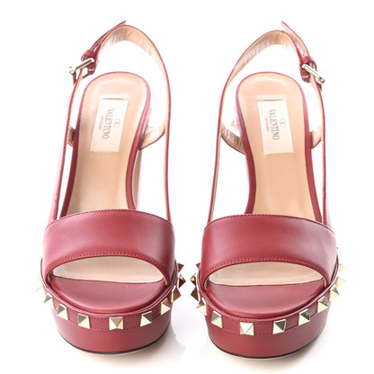 Valentino Garavani Nappa Rockstud Slingback 75/105mm Platform Sandals 36 Rubino 3 of 7