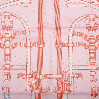 Hermes Silk Harnais De Timon Scarf 90 Rose Pale Gris Corail 3 of 5