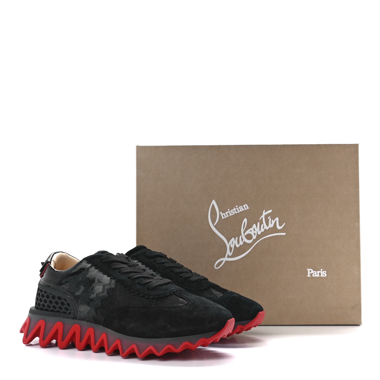 Christian Louboutin Suede Glitter Mens Loubishark Sneakers 42 Black 9 of 9