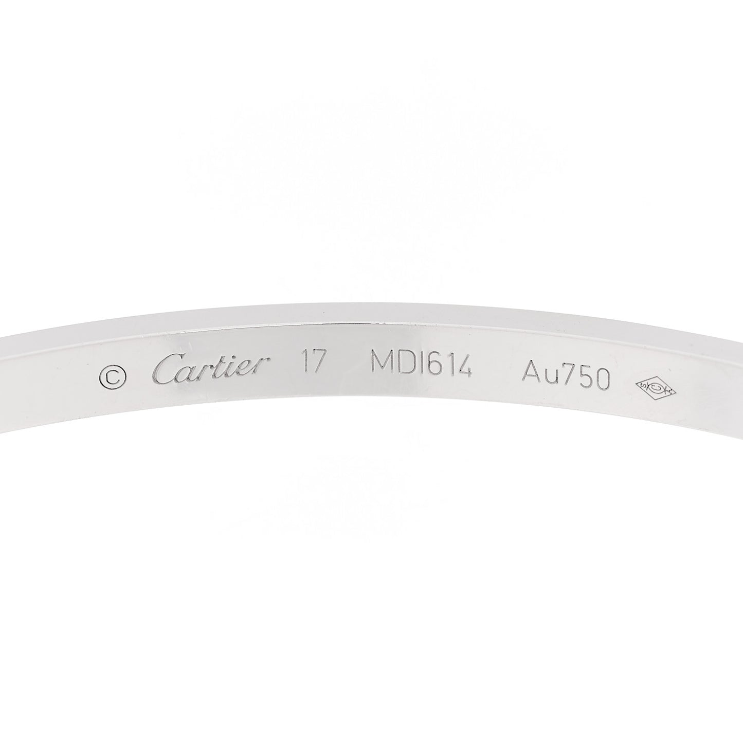 18K White Gold 10 Diamond Small LOVE Bracelet 17