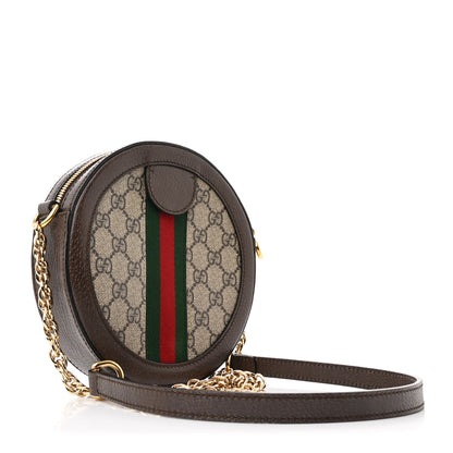 Gucci GG Supreme Monogram Web Mini Ophidia Round Shoulder Bag Brown 3 of 10