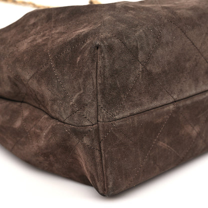 Chanel Suede Calfskin Lambskin Quilted Maxi Hobo Dark Brown 10 of 11
