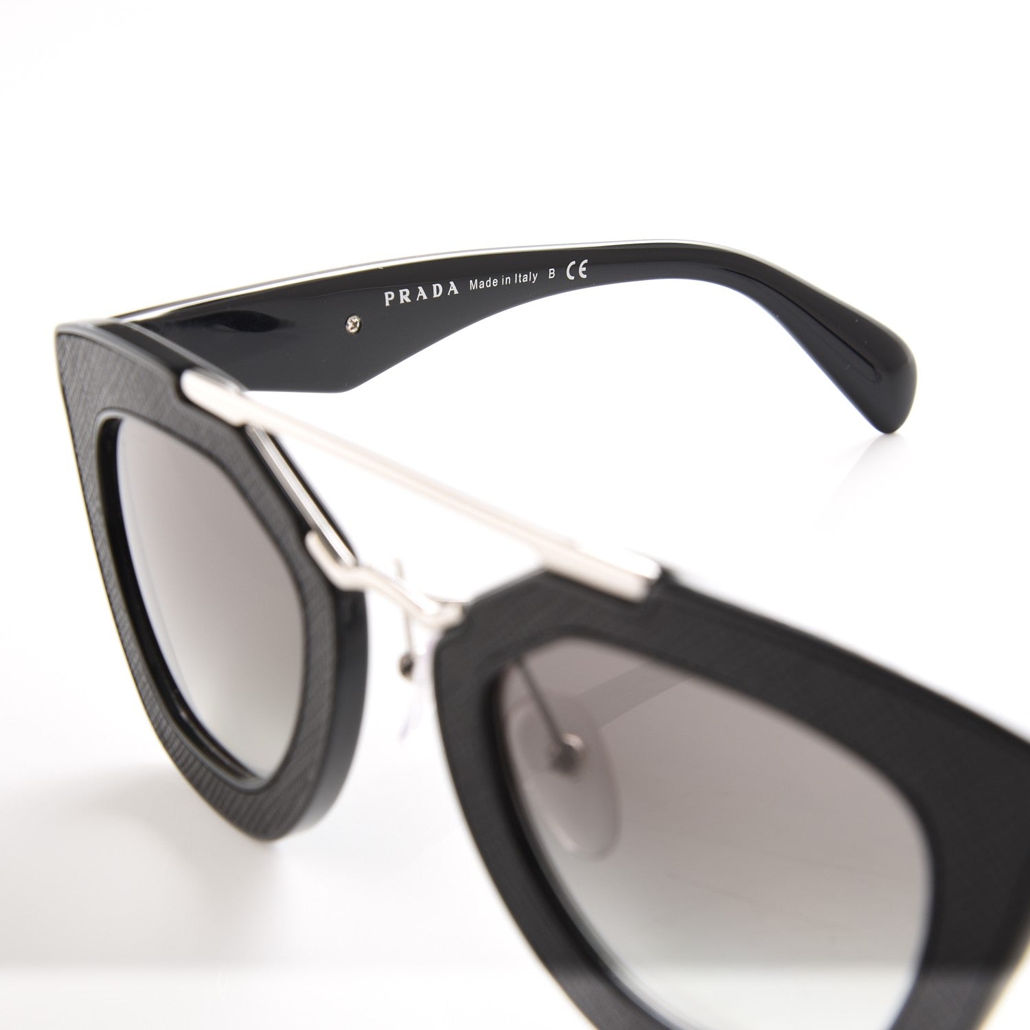 Prada Saffiano Cinema Sunglasses SPR 14S Black 6 of 8