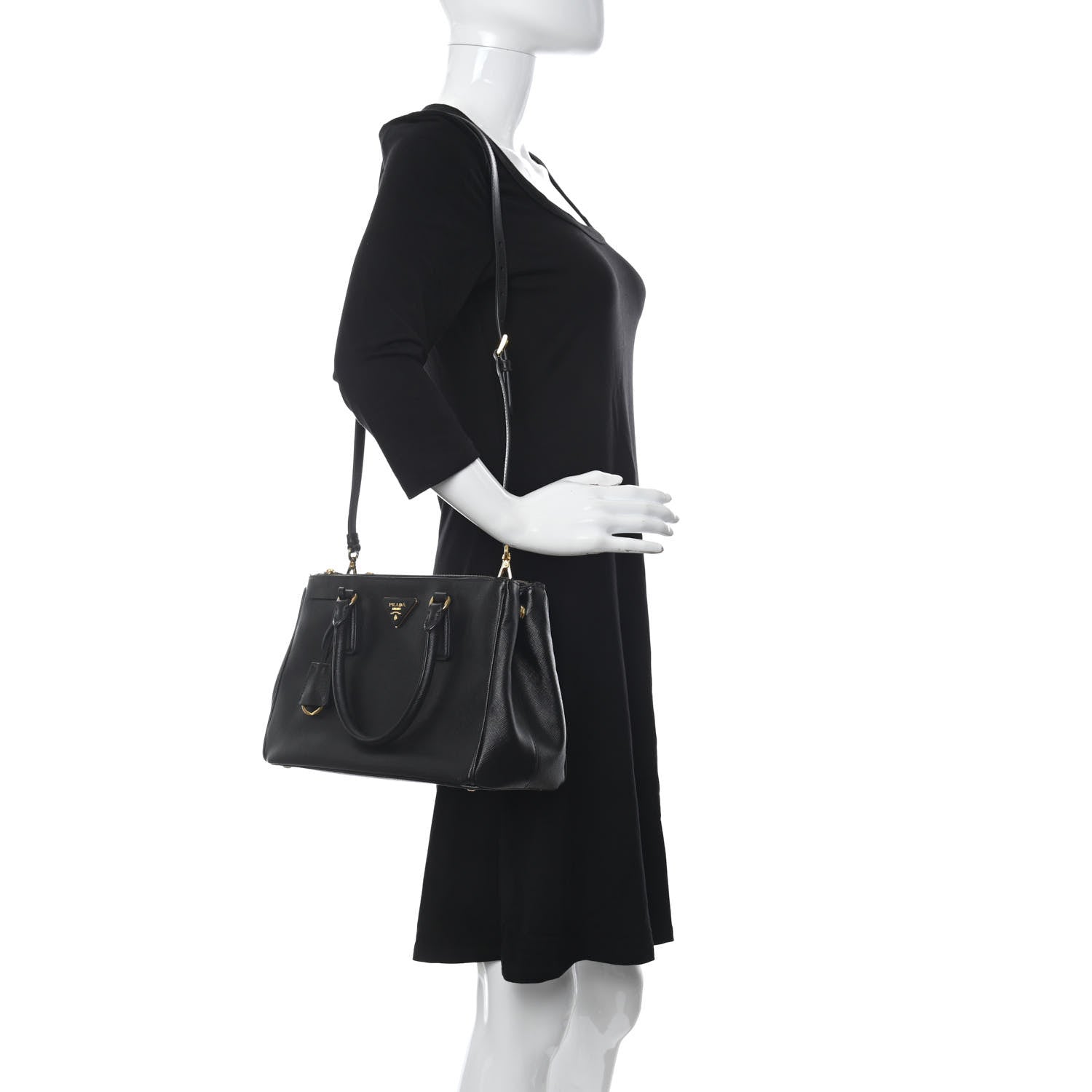 Prada Saffiano Small Galleria Double Zip Tote Black 2 of 10