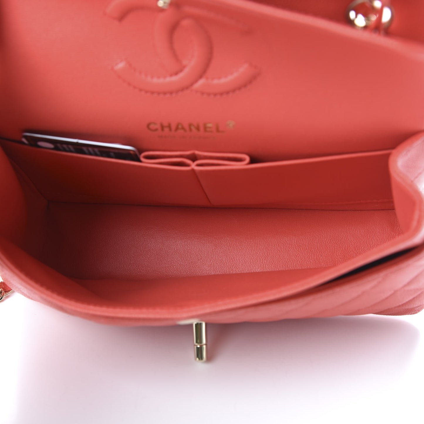 Caviar Quilted Small Double Flap Red