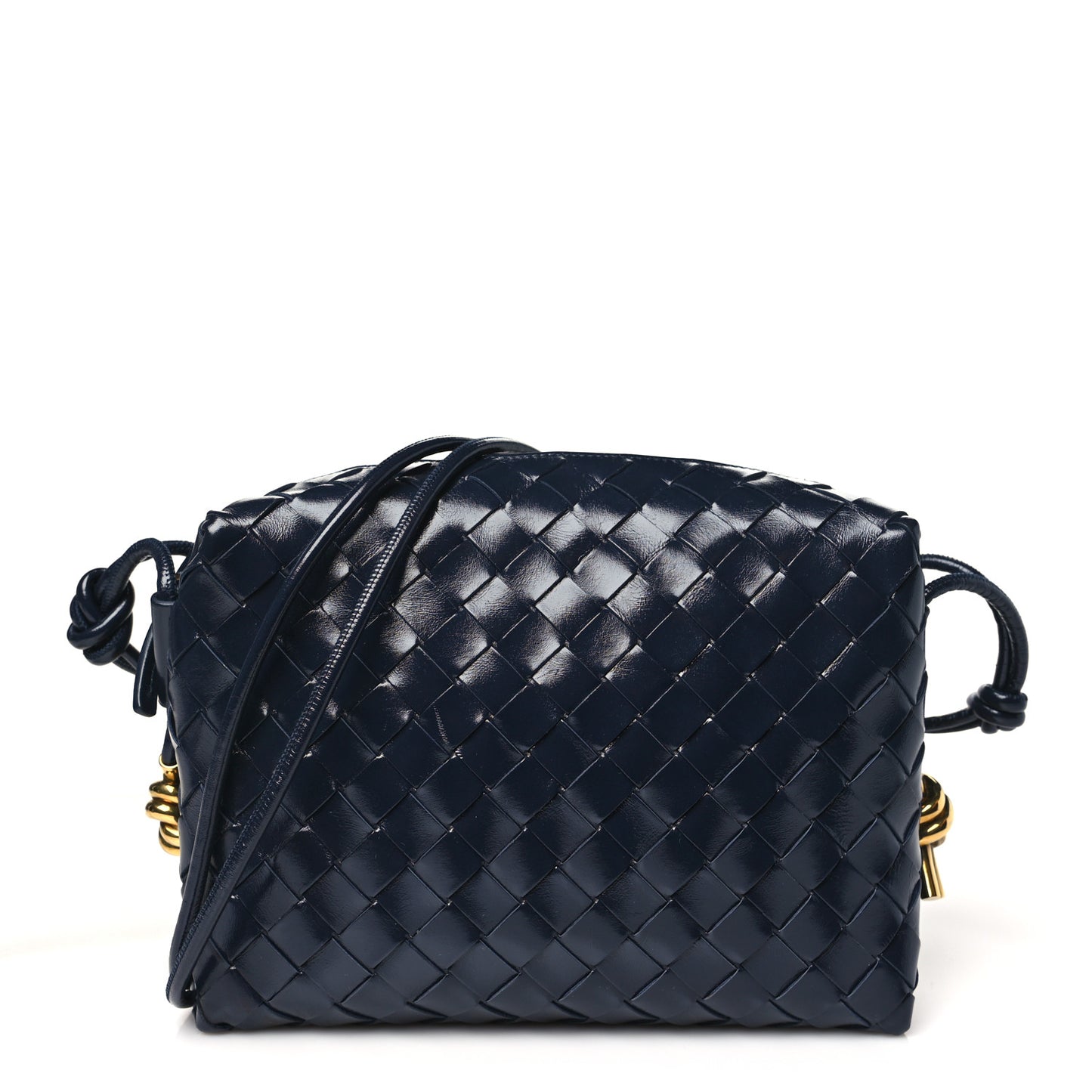 Polished Nappa Intrecciato Knot Small Loop Camera Bag Space