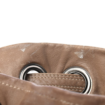 MCM Calfskin Quilted Bucket Bag Beige 9 of 11