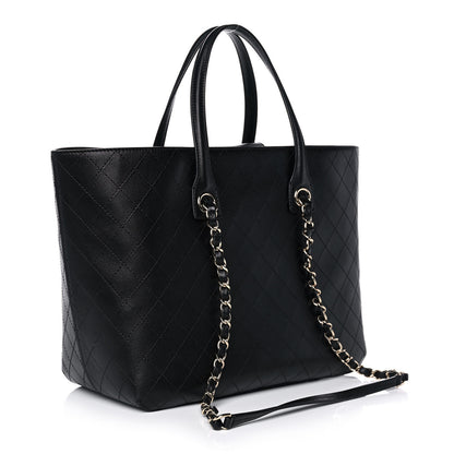 Chanel Calfskin Stitched Shopping Tote Black 3 of 10